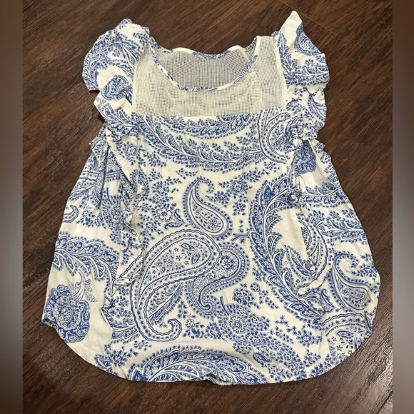 Abercrombie & Fitch Tops - Abercrombie & Fitch Women's Cream & Blue Sleeveless Top Size M